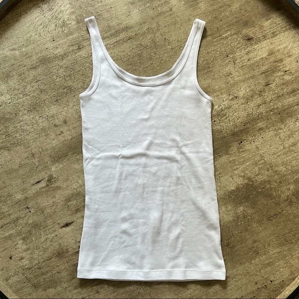 EILEEN FISHER— Fitted white full length tank